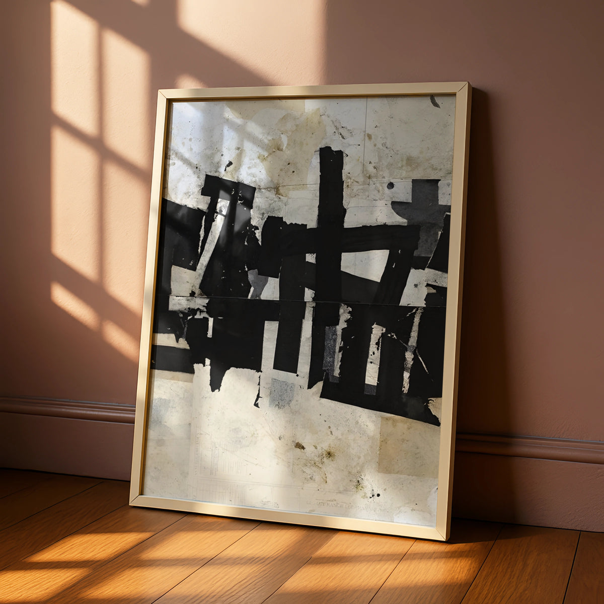 Abstract Monochrome Collage Print, Black and White Poster, Modern Wall Art
