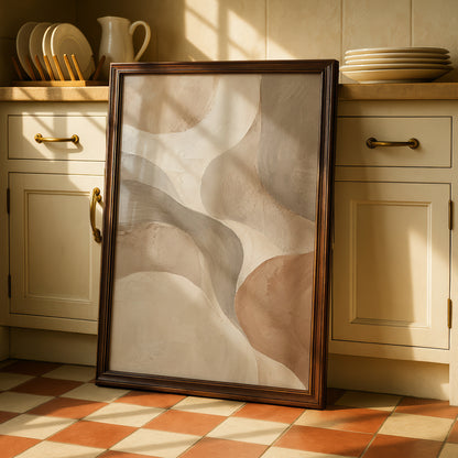 Abstract Neutral Tones Australian Wall Art, Earthy Beige Curves, Modern Landscape Print