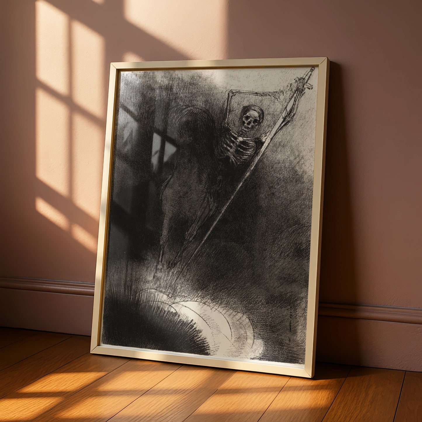 Grim Reaper Skeleton Wall Art, Dark Halloween Poster, Gothic Skull Print, Macabre Home Decor
