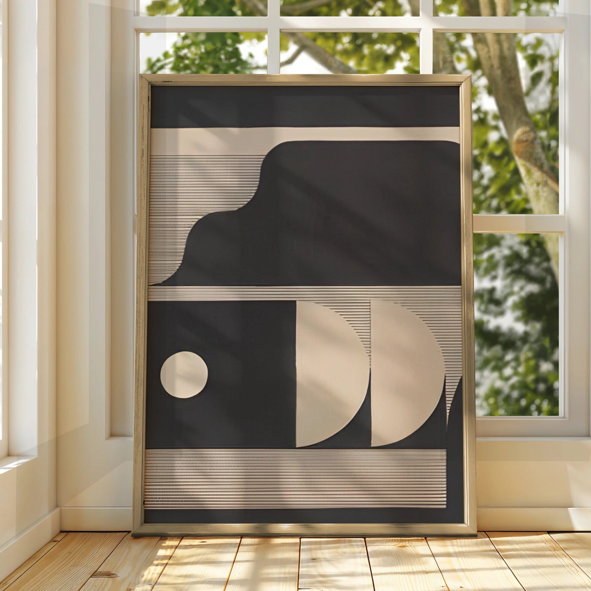 Geometric Abstract Print, Monochrome Wall Art, Dark Neutral Minimalist Poster, Modern Decor