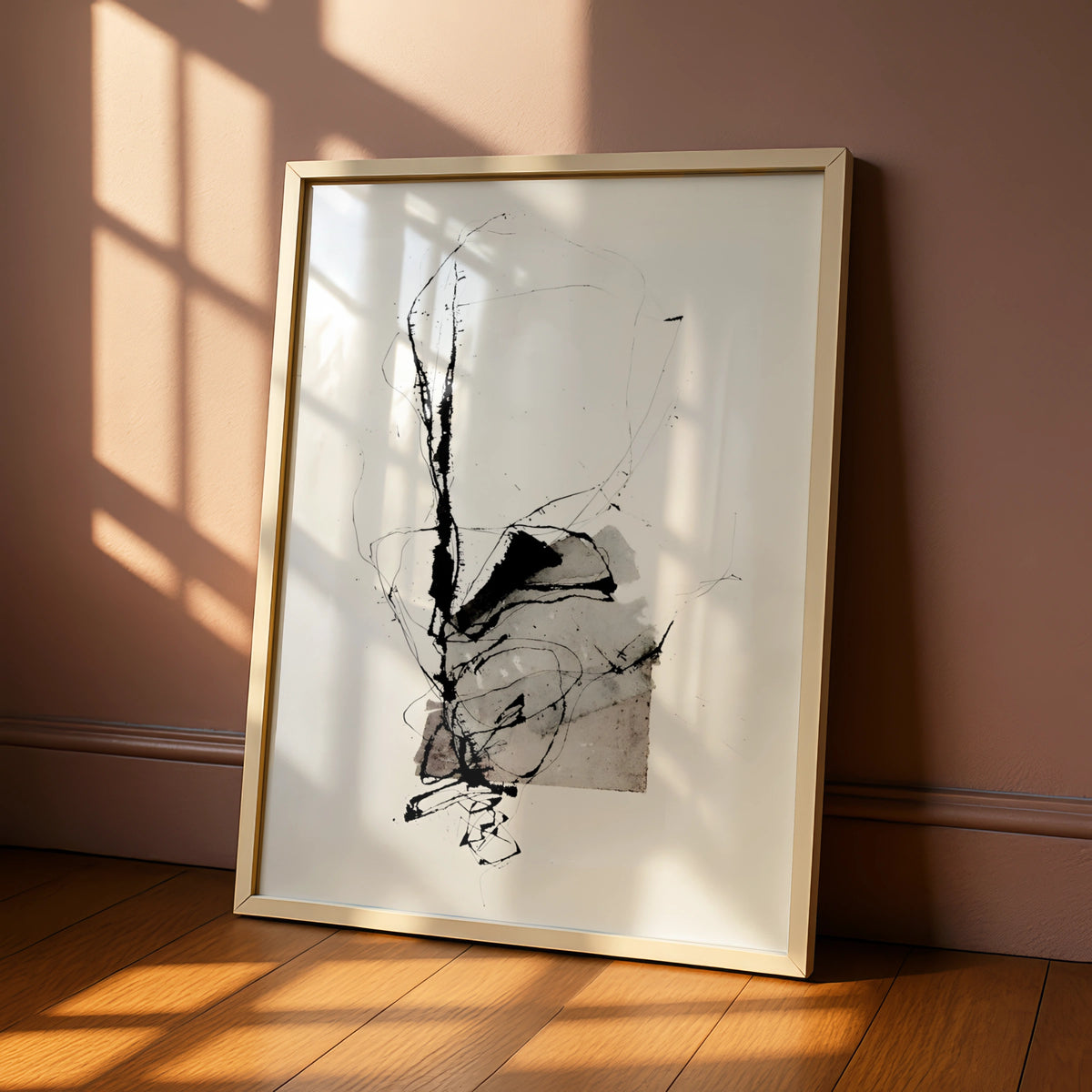 Abstract Ink Figure Monochrome Wall Art, Black and White Poster, Minimalist Print