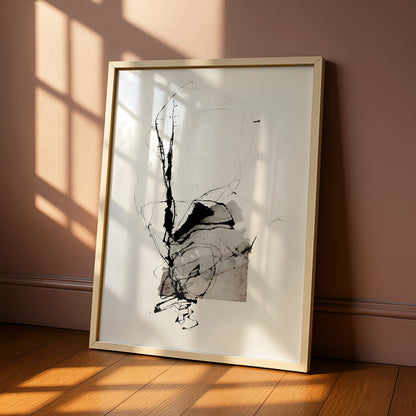 Abstract Ink Figure Monochrome Wall Art, Black and White Poster, Minimalist Print