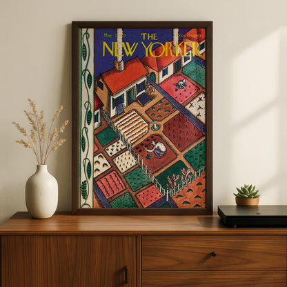 New Yorker 1927 Garden Cover Poster, Vintage Kitchen Wall Art, Retro Spring Print