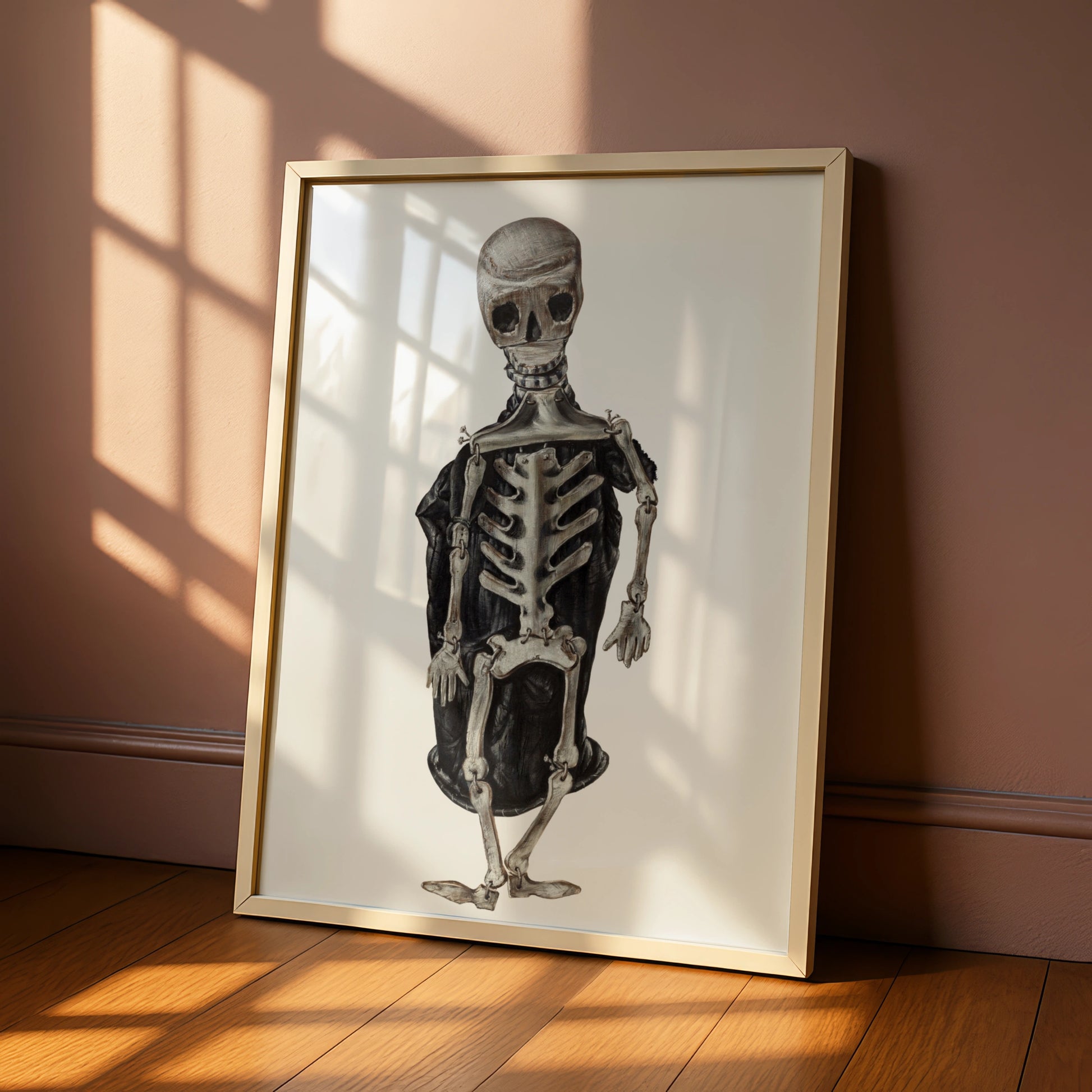 Halloween Skeleton Poster, Spooky Skull Wall Art, Dark Gothic Print, Halloween Decor