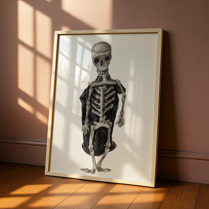 Halloween Skeleton Poster, Spooky Skull Wall Art, Dark Gothic Print, Halloween Decor
