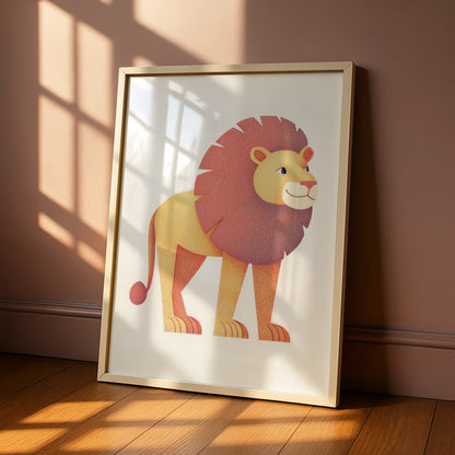 Lion Nursery Wall Art, Safari Animal Print, Kids Room Poster, Cute Lion Decor