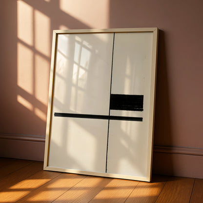 Abstract Geometric Lines Print, Monochrome Wall Art, Black and White Minimalist Poster