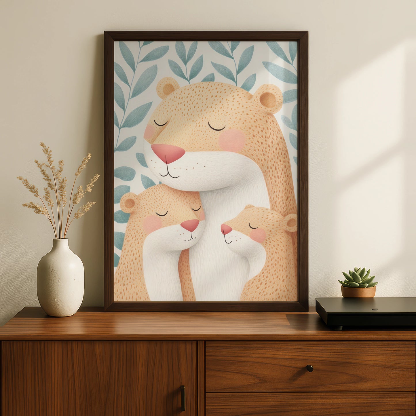 Bear Family Nursery Wall Art, Cute Bear Print, Baby Animal Poster, Kids Room Decor
