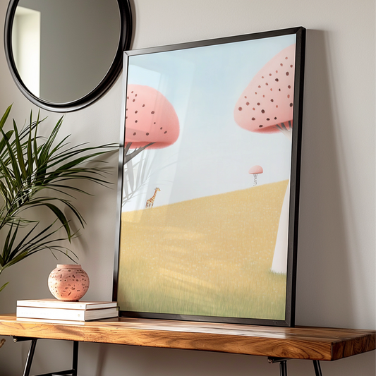 Giraffe Nursery Wall Art, Pastel Safari Print, Kids Room Poster, Baby Animal Decor
