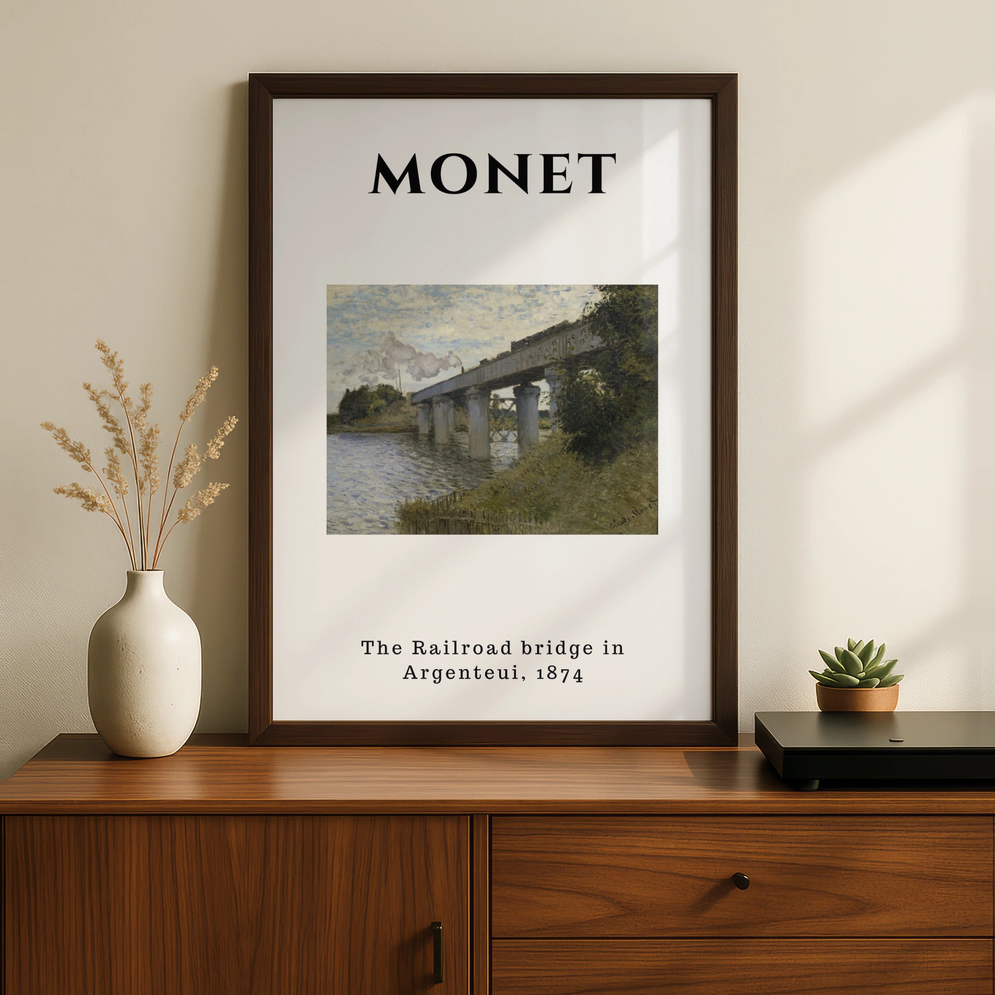 Monet Railroad Bridge Argenteuil Wall Art Print | Impressionist Vintage Poster – product image 2