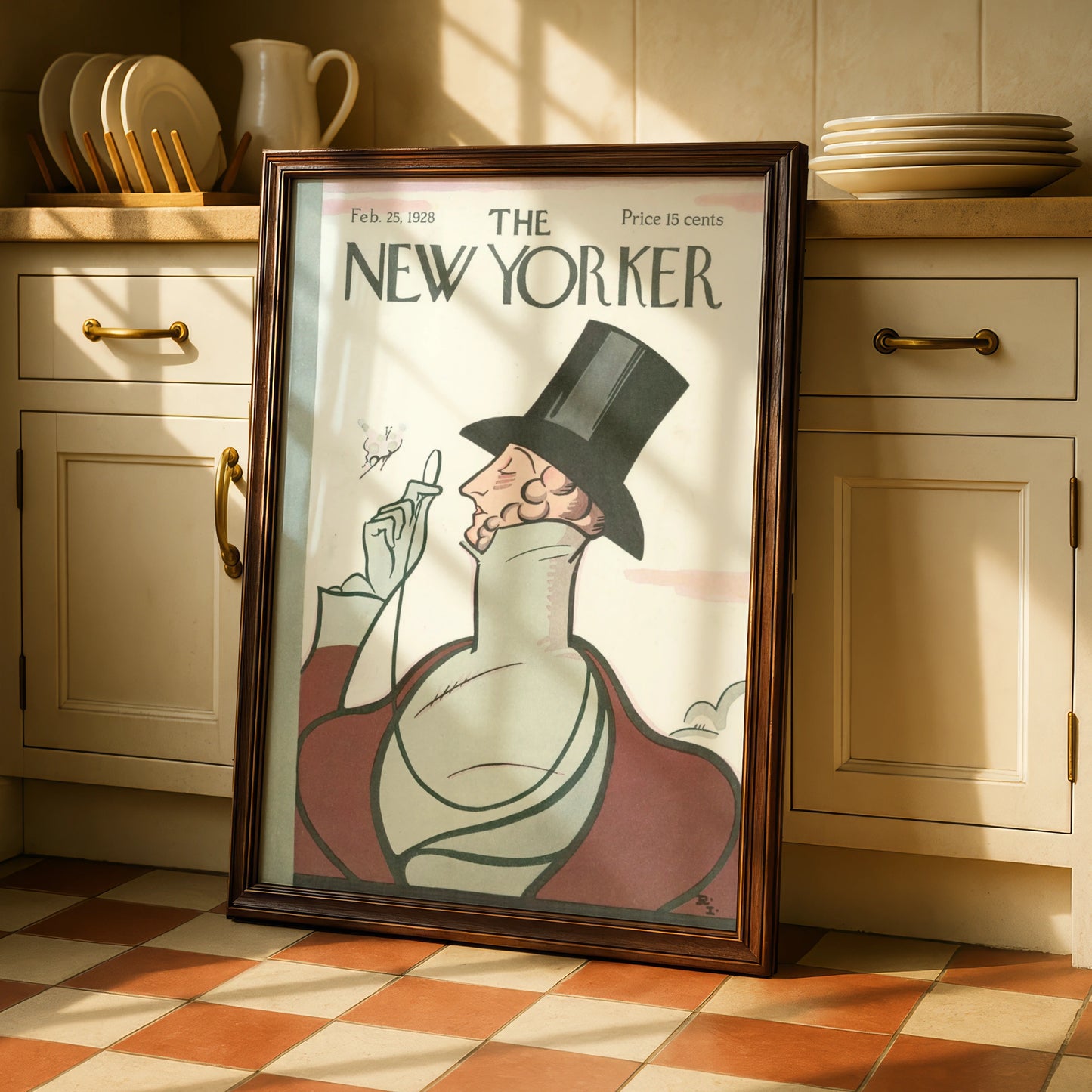The New Yorker Feb 1928 Cover Poster, Vintage Top Hat Gentleman Art Print, Retro Wall Art