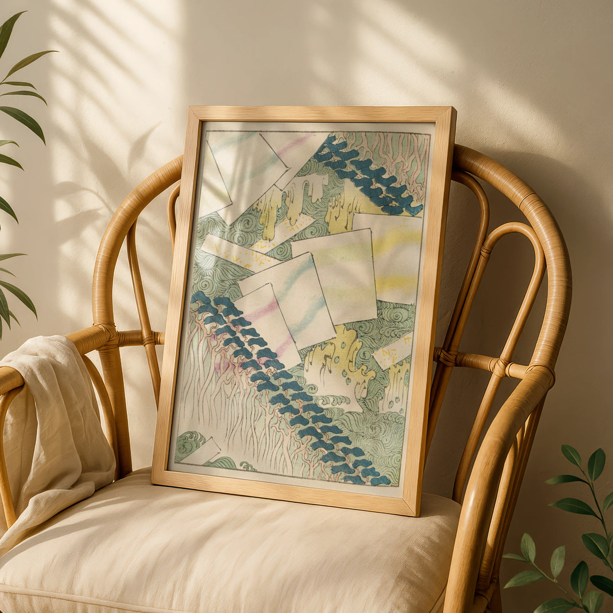 Vintage Japanese Woodblock Art Print, Bijutsukai 1901, Japandi Wall Art Poster – A5 White frame