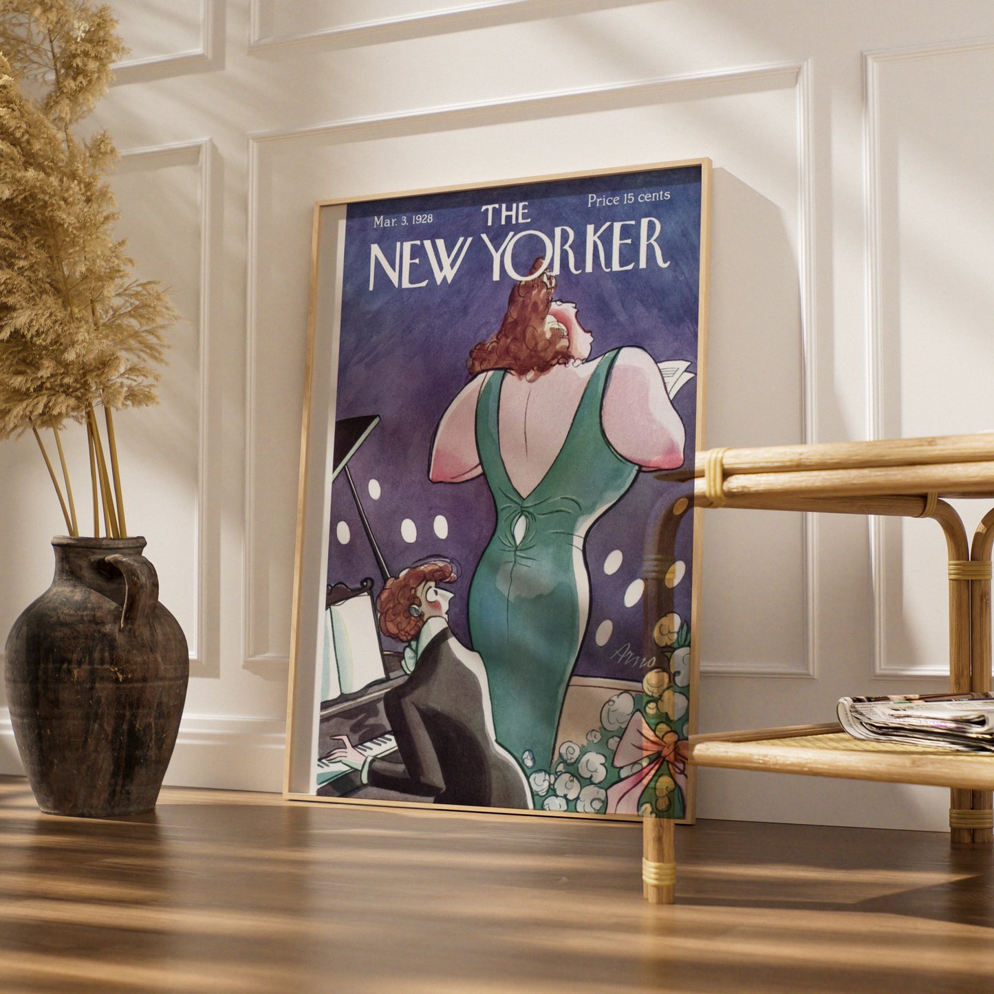 New Yorker 1928 Cover Poster, Opera Singer Piano Art, Vintage Magazine Wall Art