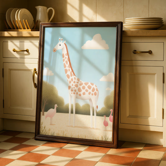 Giraffe Nursery Wall Art, Safari Animal Print, Cute Baby Room Poster, Boho Neutral Decor
