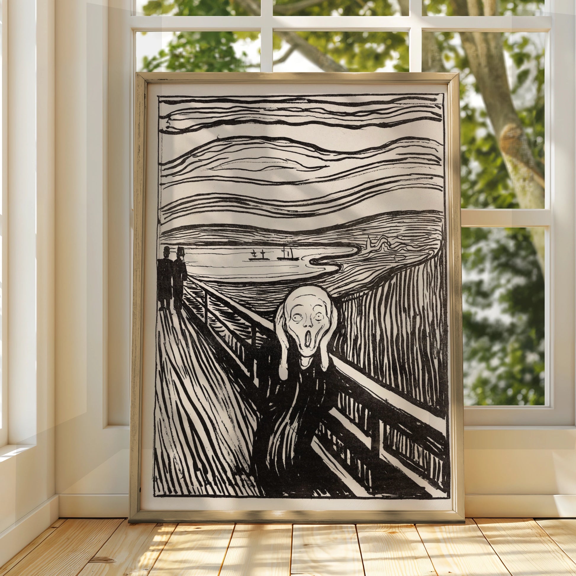 The Scream Halloween Art Print, Edvard Munch Poster, Black White Gothic Wall Art