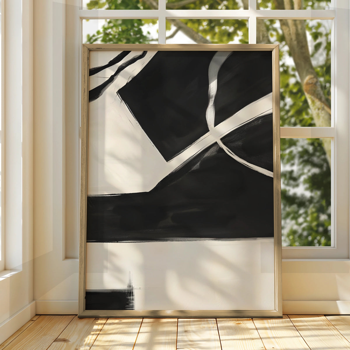 Modern Monochrome Abstract Wall Art, Black and White Poster, Minimalist Print, Contemporary Decor