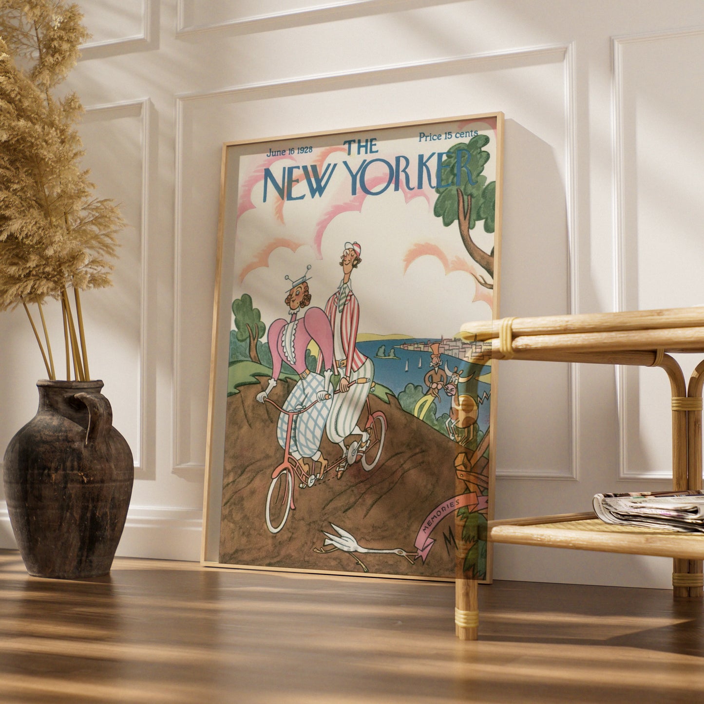 The New Yorker June 1928 Cover Poster, Vintage Cycling Couple Art Print, Retro Wall Art