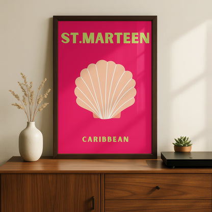 St Maarten Caribbean Travel Poster, Retro Wall Art, Tropical Island Print