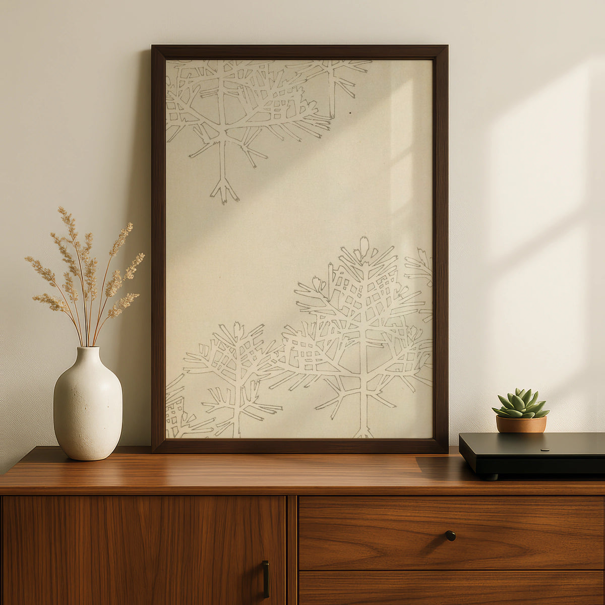 Vintage Japanese Botanical Print, Bijutsukai 1901, Minimalist Tree Wall Art, Japandi Poster – A5 Black frame