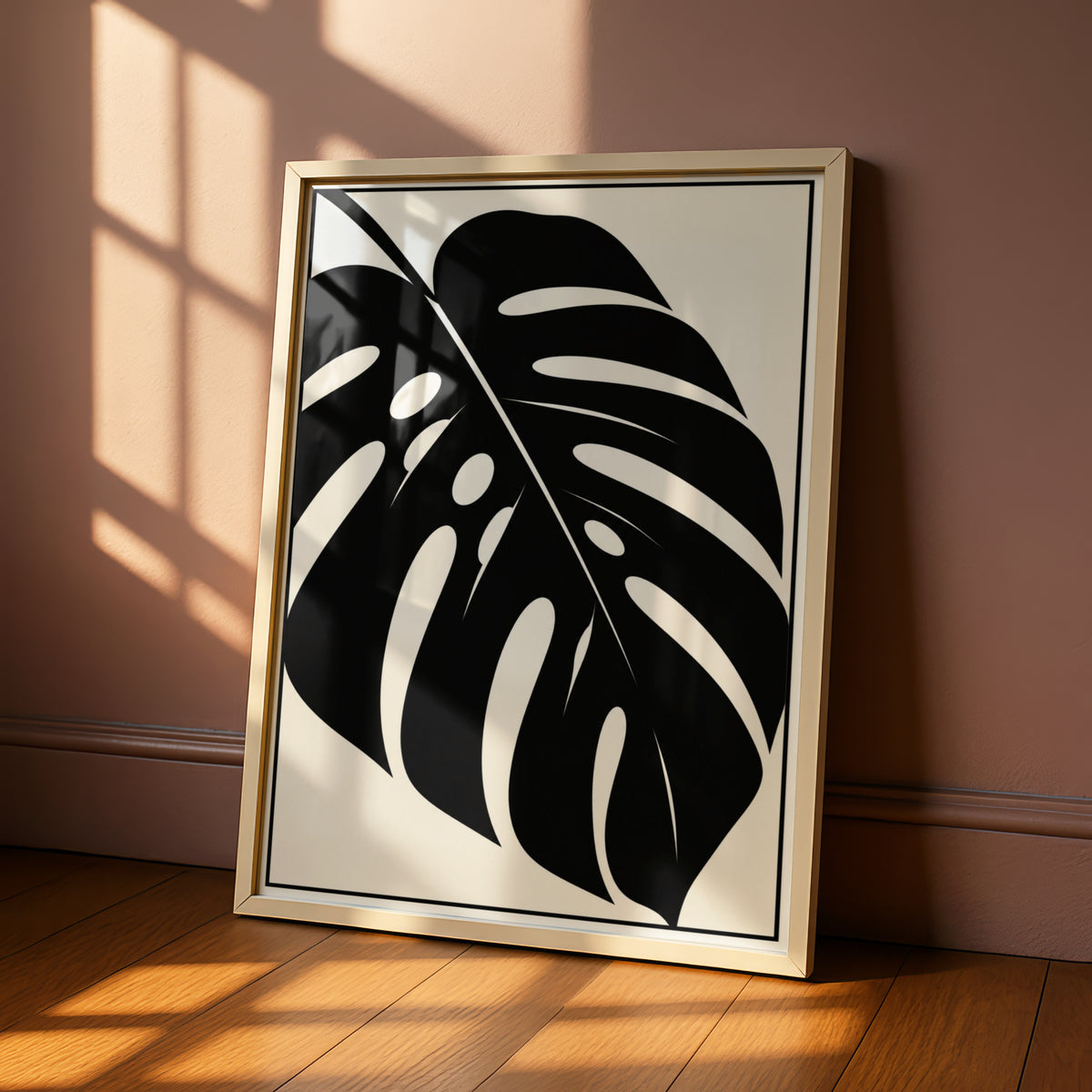 Monstera Leaf Print, Monochrome Wall Art, Black and White Botanical Poster, Minimalist Plant Decor