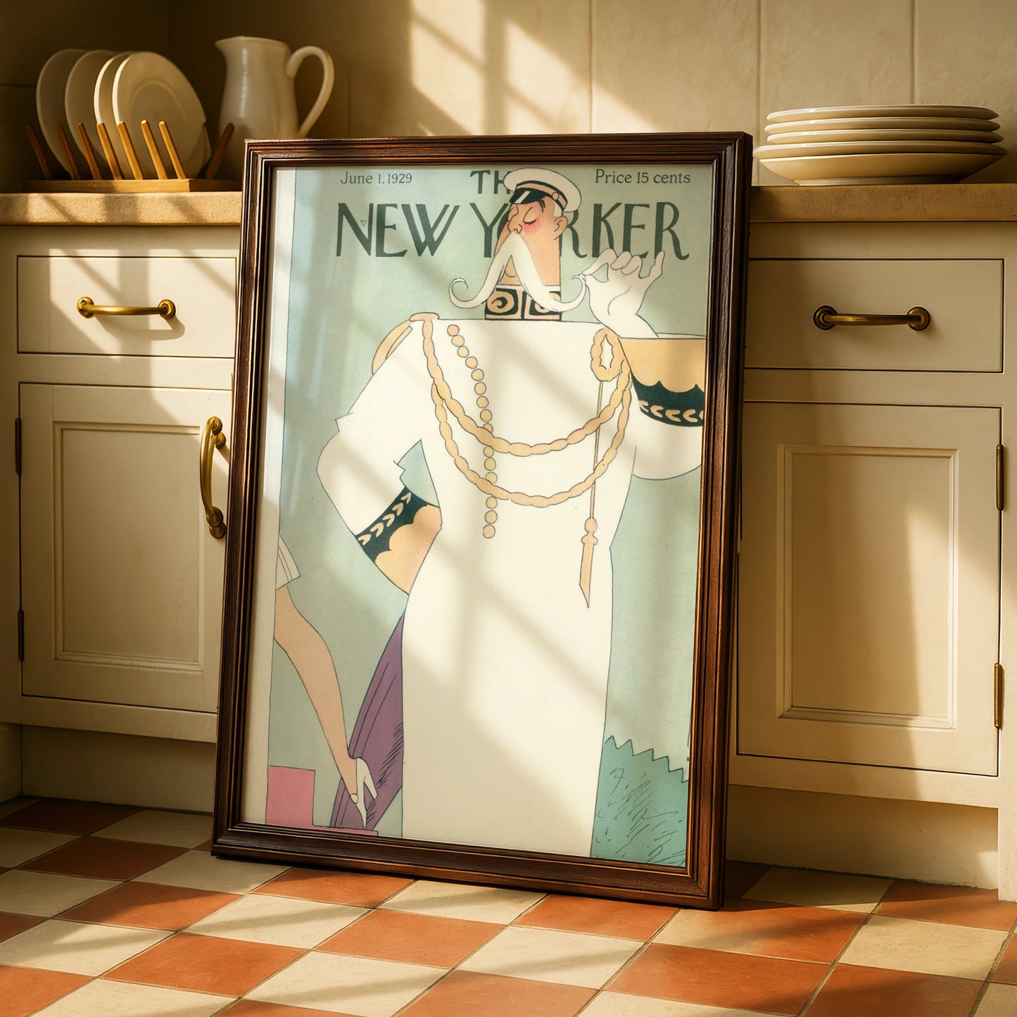 New Yorker 1929 Cover Poster, Art Deco Naval Officer, Vintage Magazine Wall Art