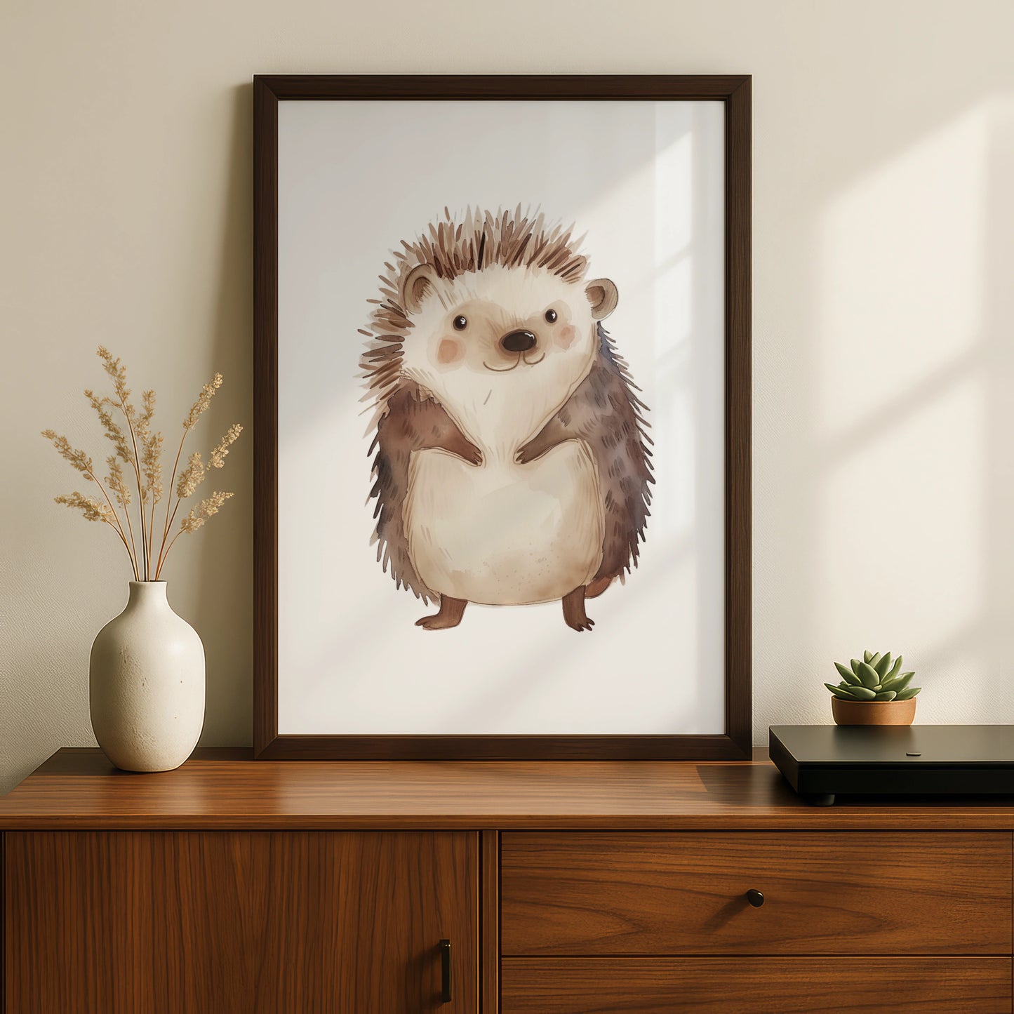 Hedgehog Nursery Wall Art, Cute Woodland Animal Poster, Baby Room Print, Kids Decor