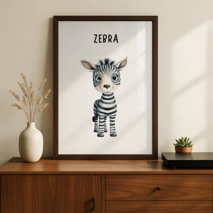 Zebra Nursery Wall Art, Baby Animal Poster, Kids Room Print, Safari Decor
