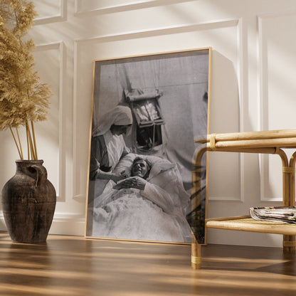 WW1 Nurse Field Hospital Poster, Vintage War Photography Print, Black White Wall Art