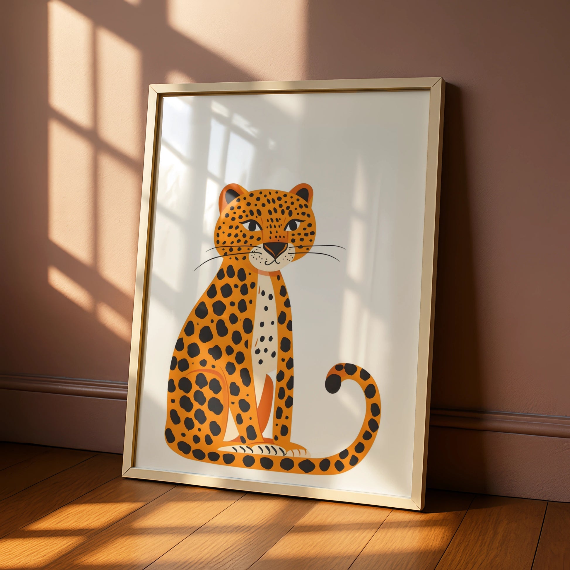Leopard Nursery Wall Art, Cute Safari Animal Print, Kids Room Jungle Poster, Baby Decor