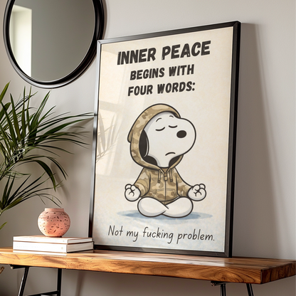 Meditating Dog Cartoon Poster, Funny Quote Print, Quirky Wall Art, Rude Humour Print