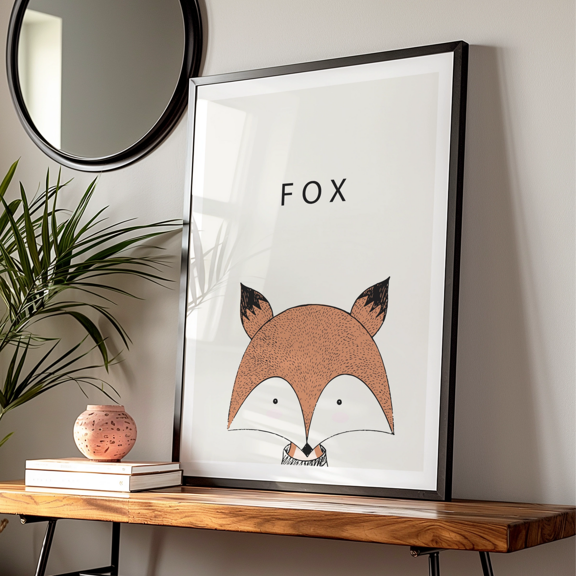 Fox Poster, Cute Animal Print, Minimalist Nursery Wall Art, Kids Room Woodland Decor