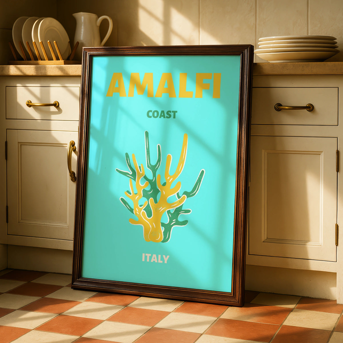 Amalfi Coast Travel Poster, Italy Wall Art, Retro Coastal Print, Mediterranean Decor