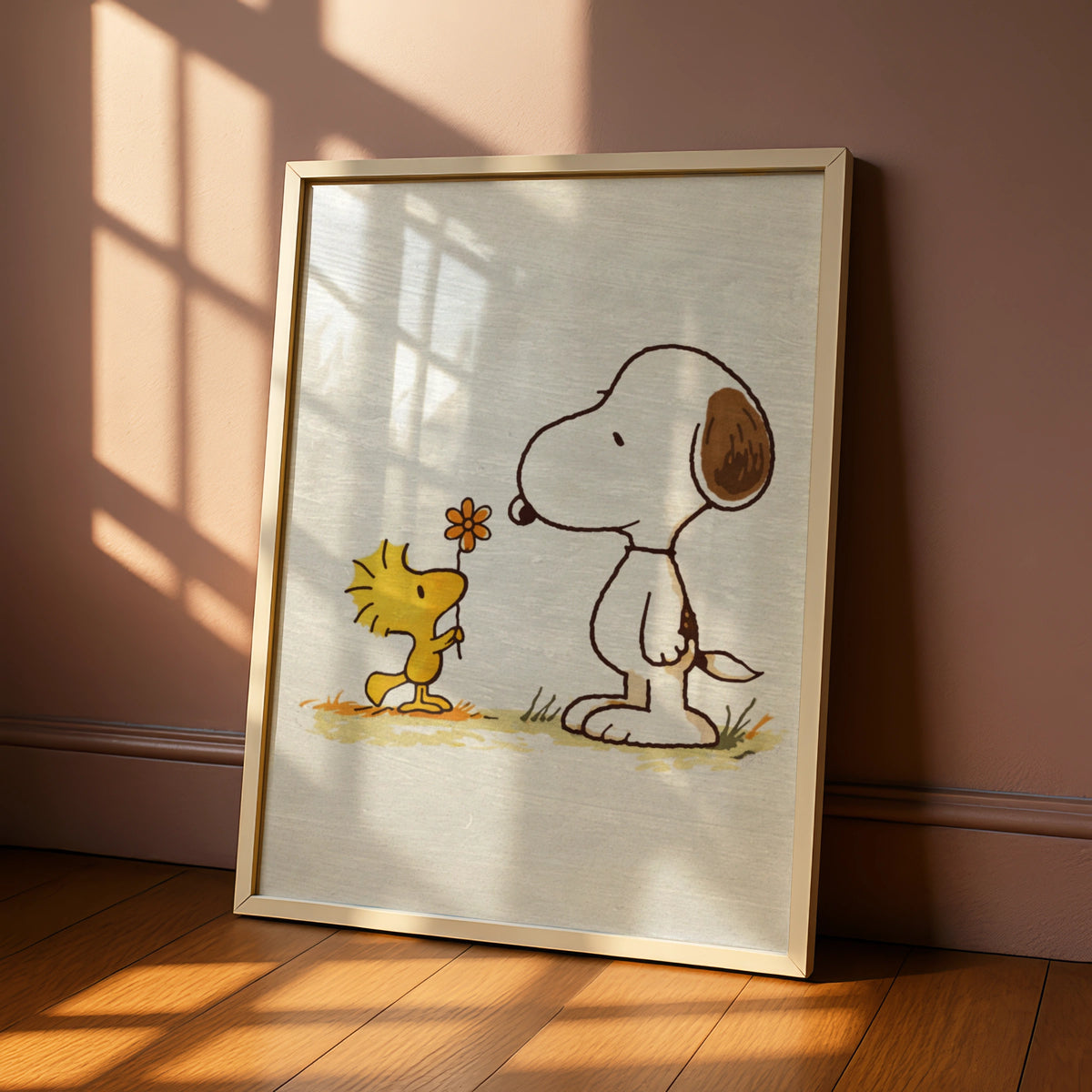 Flower Cartoon Poster, Retro Peanuts Wall Art, Quirky Print