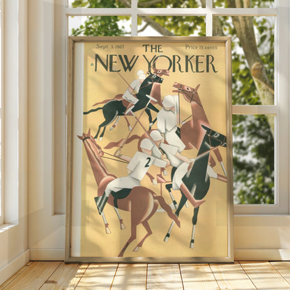 The New Yorker 1927 Polo Match Art Poster, Vintage Art Deco Horse Print, Gallery Wall