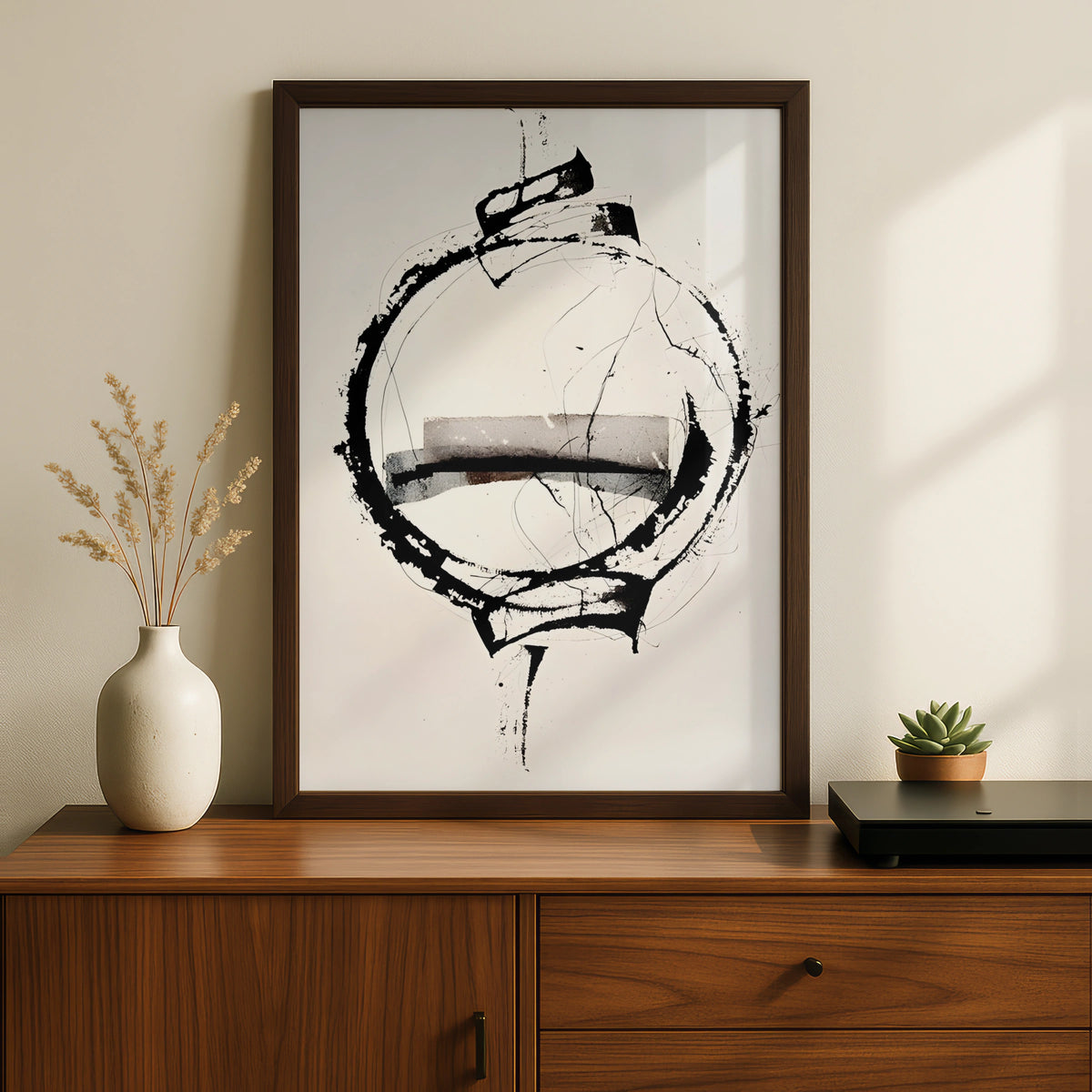 Abstract Circle Art, Monochrome Wall Art, Black and White Poster, Modern Minimalist Print