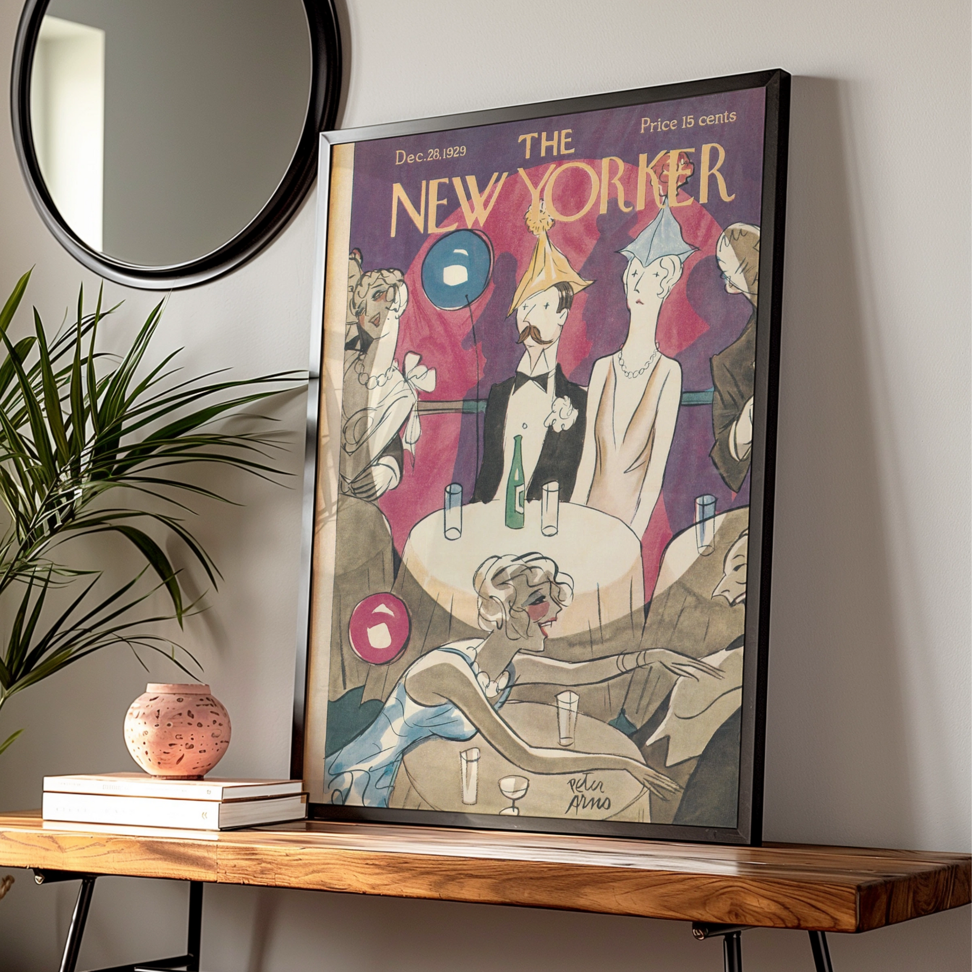 New Yorker 1929 Cover Poster, Peter Arno Art Deco New Year Party Print, Vintage Wall Art