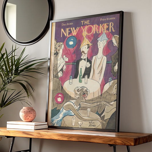 New Yorker 1929 Cover Poster, Peter Arno Art Deco New Year Party Print, Vintage Wall Art