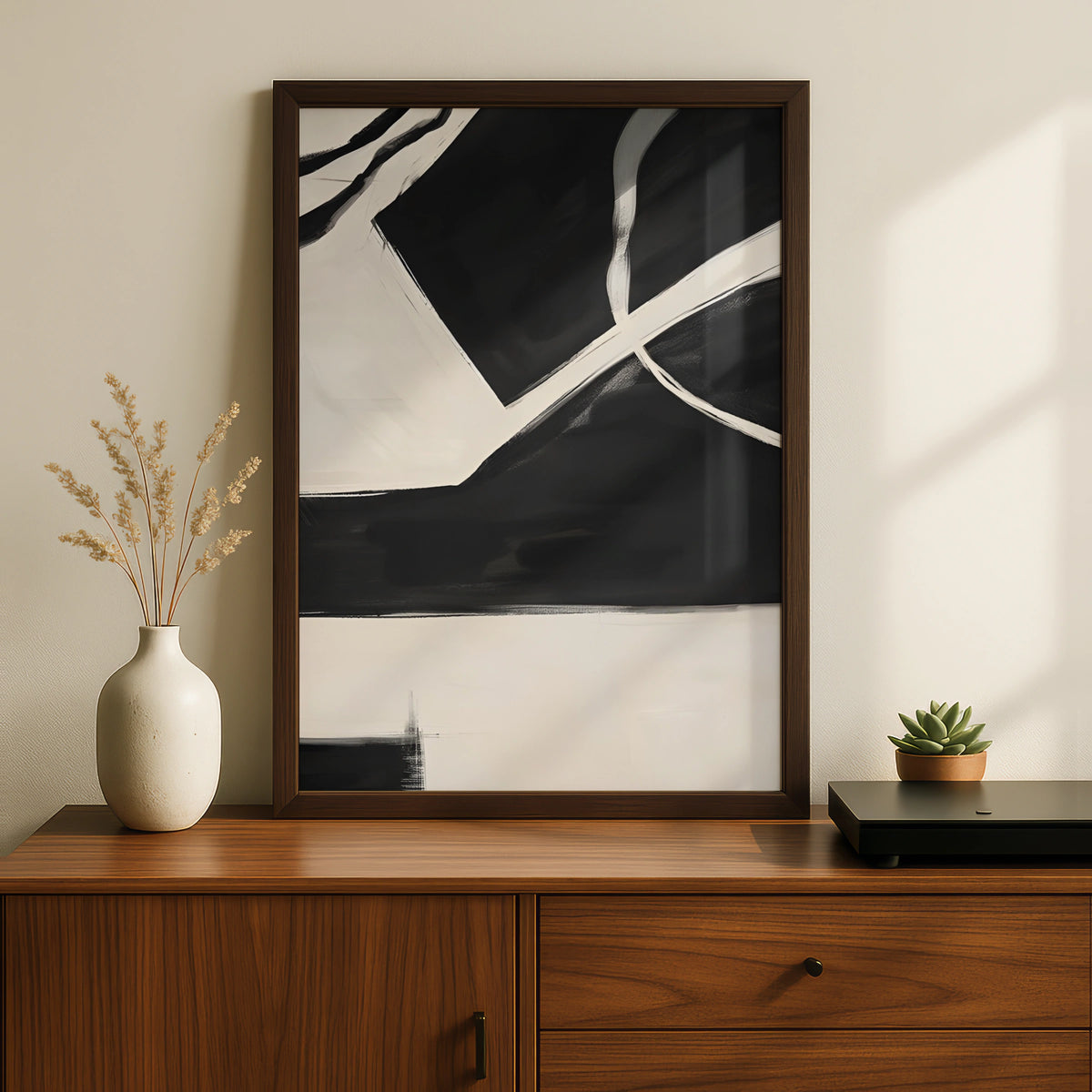 Modern Monochrome Abstract Wall Art, Black and White Poster, Minimalist Print, Contemporary Decor