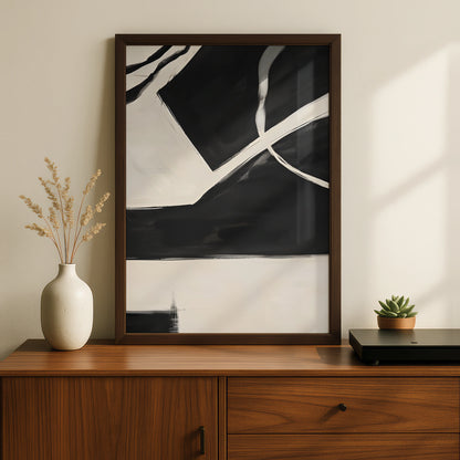 Modern Monochrome Abstract Wall Art, Black and White Poster, Minimalist Print, Contemporary Decor