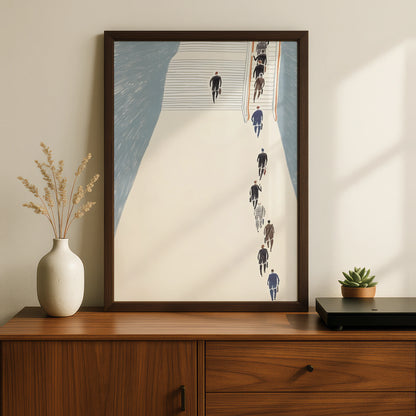 City Commuters Illustration Print, Modern Figurative Wall Art, Contemporary Poster