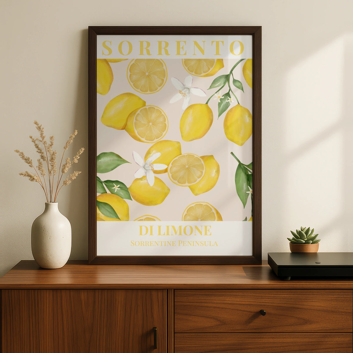 Sorrento Lemon Poster, Italian Maximalist Wall Art, Di Limone Kitchen Print, Yellow