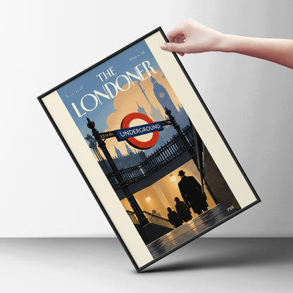 London Underground Poster, Vintage Magazine Cover Wall Art, Big Ben Art Print for Living Room