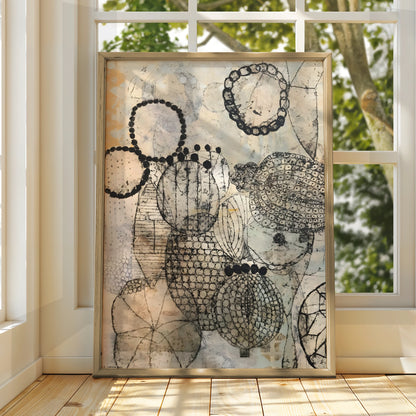 Abstract Monochrome Wall Art, Black and White Organic Print, Modern Neutral Poster