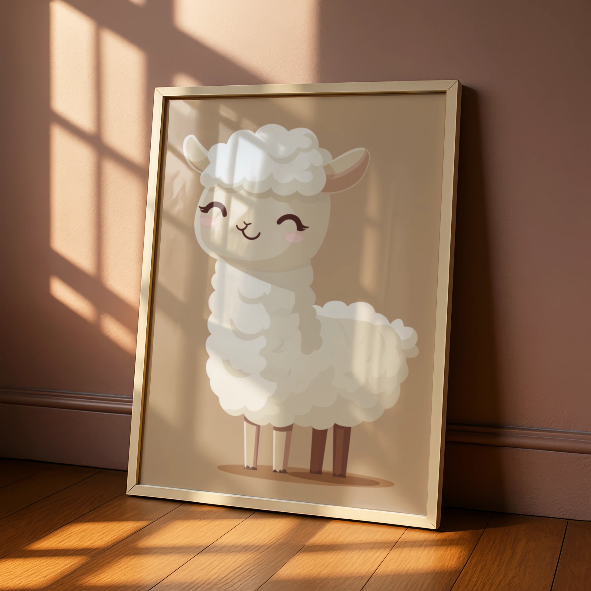 Cute Llama Nursery Wall Art, Baby Animal Poster, Neutral Boho Kids Room Print, Alpaca Decor