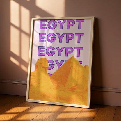 Egypt Travel Poster, Pyramids Sphinx Wall Art, Retro Bold Print, Egyptian Pop Art Decor