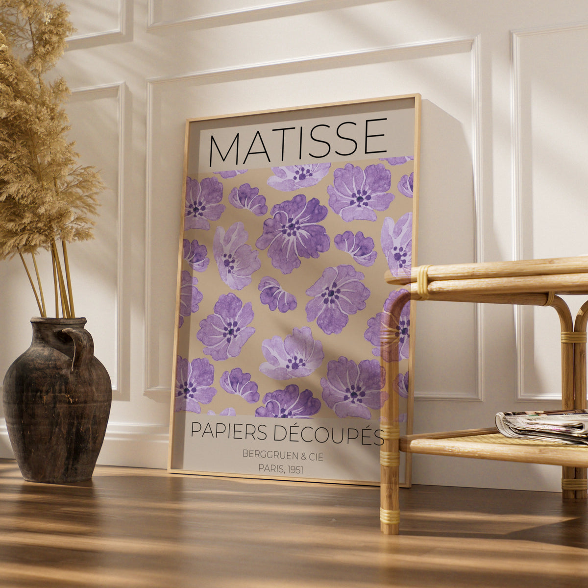 Matisse Papiers Decoupes Floral Poster, Purple Maximalist Wall Art, Paris 1951 Print