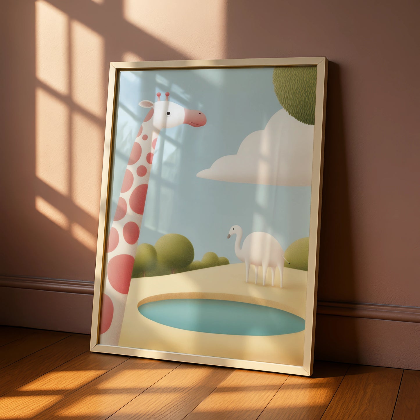 Giraffe Nursery Wall Art, Cute Animal Print, Pastel Baby Room Poster, Kids Decor