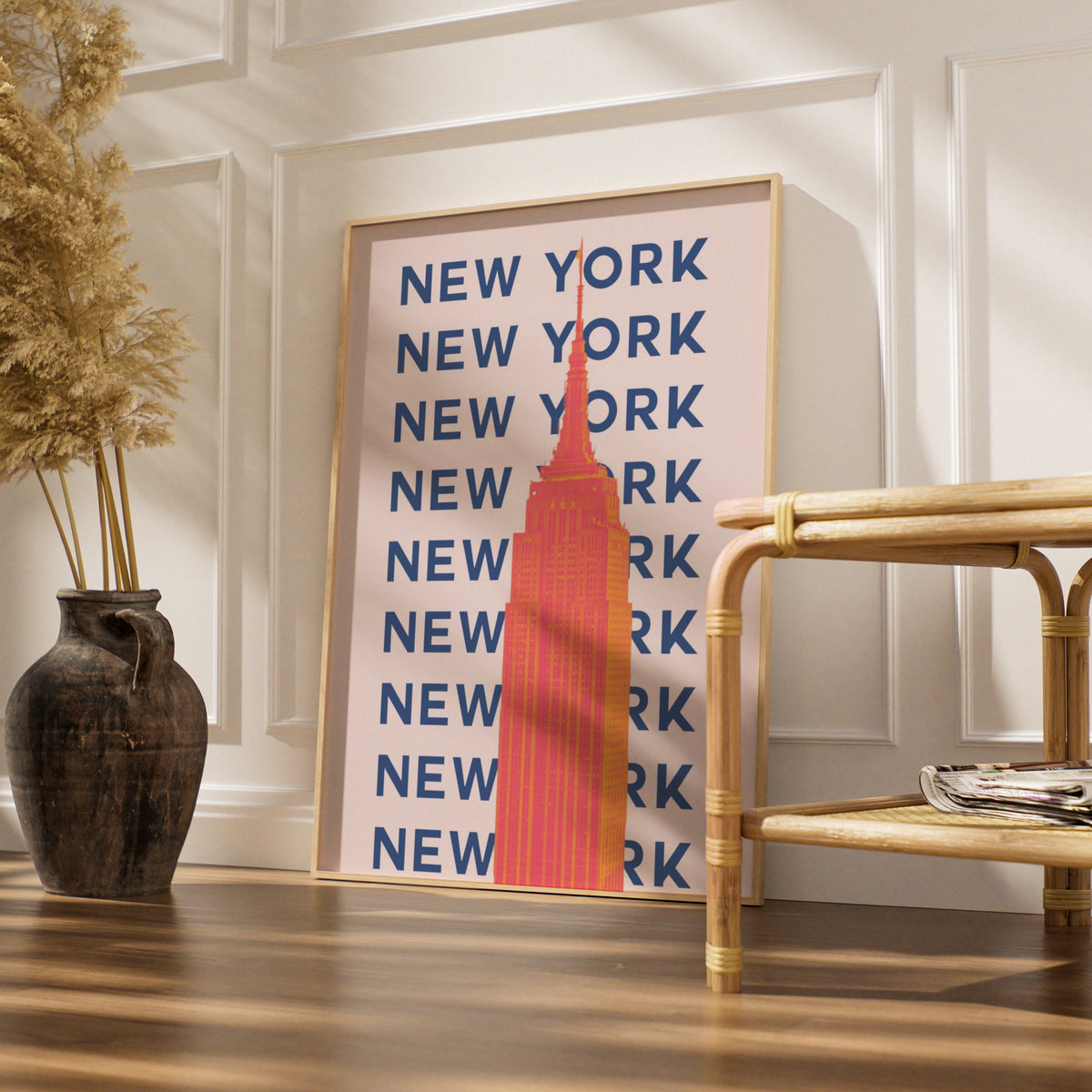 New York Travel Poster, Empire State Building Wall Art, NYC Retro City Print