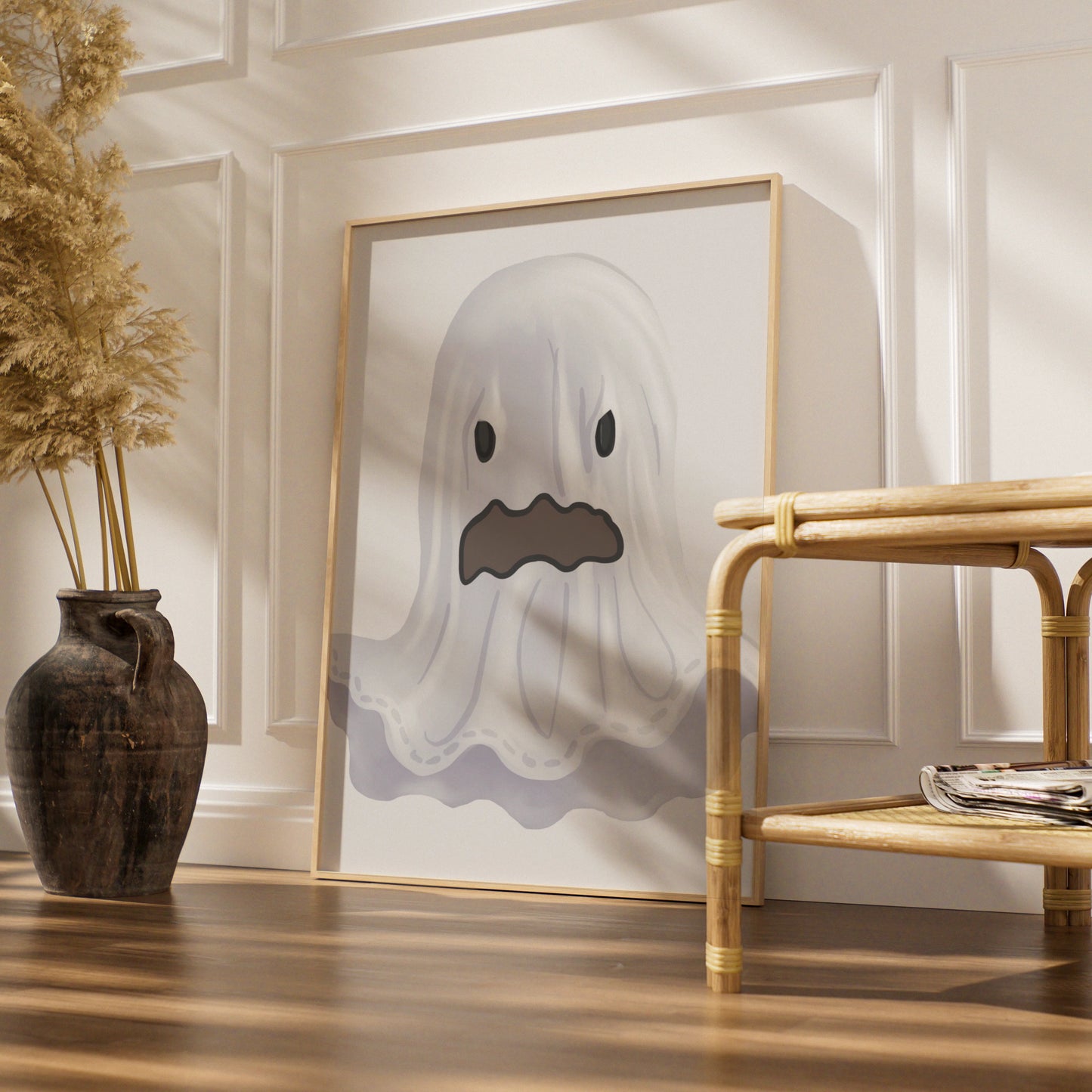Halloween Ghost Poster, Spooky Ghost Wall Art, Cute Ghost Print, Halloween Decor