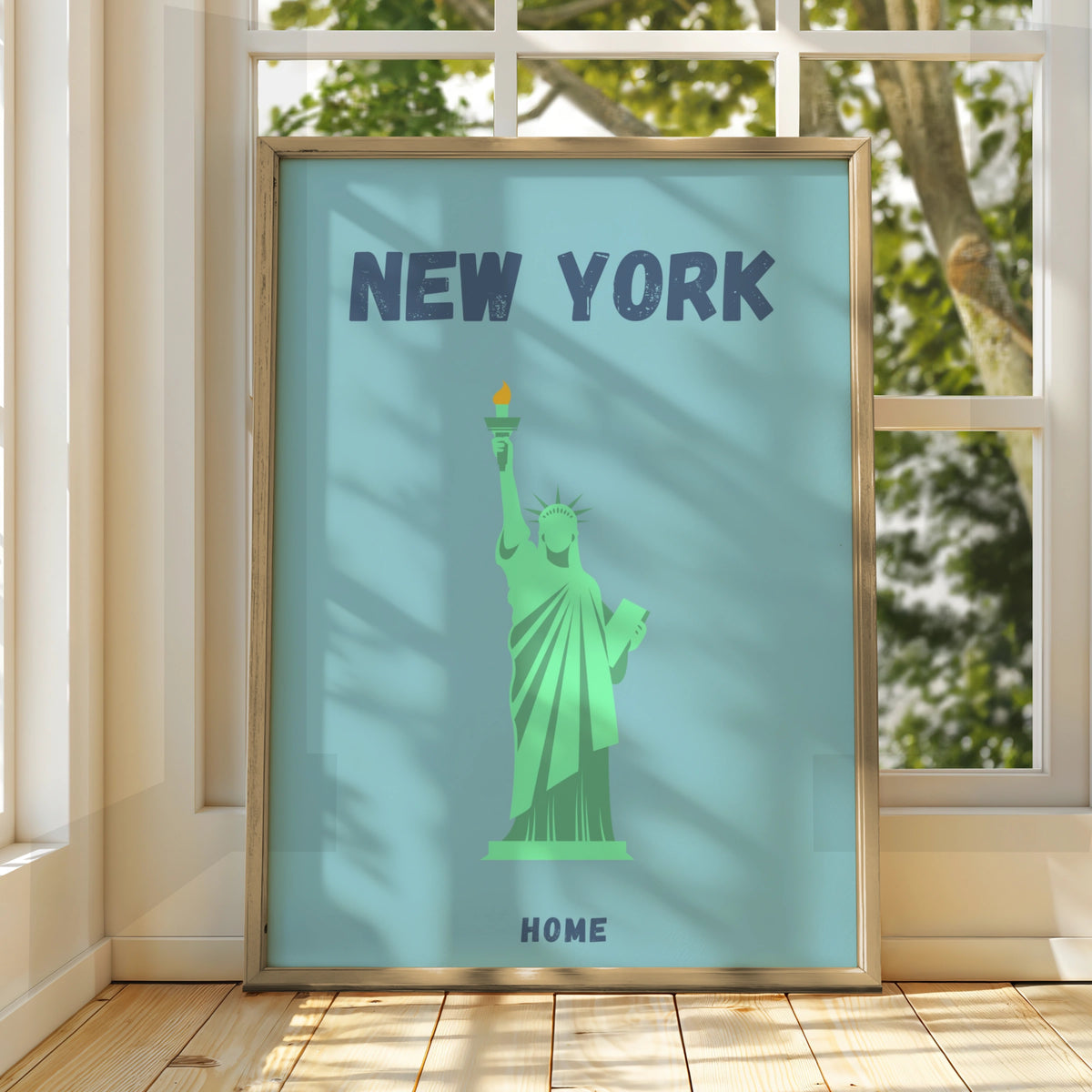 New York Travel Poster, Statue of Liberty Wall Art, Retro NYC Print, USA City Decor